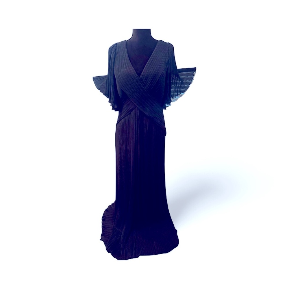 Tadashi Shoji Elegant Pleated Midnight Blue Formal Gown Plus Size 16 EUC - Picture 2 of 6